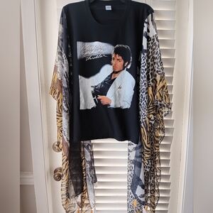 Upcycled Michael Jackson Graphic Tshirt Poncho